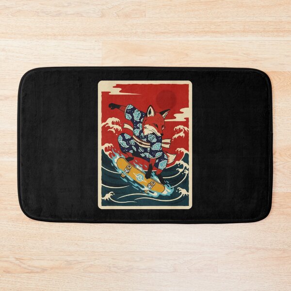 Item preview, Fox Skateboard Rider on Ocean Waves Japanese Style designed and sold by JordynLadukeg65.