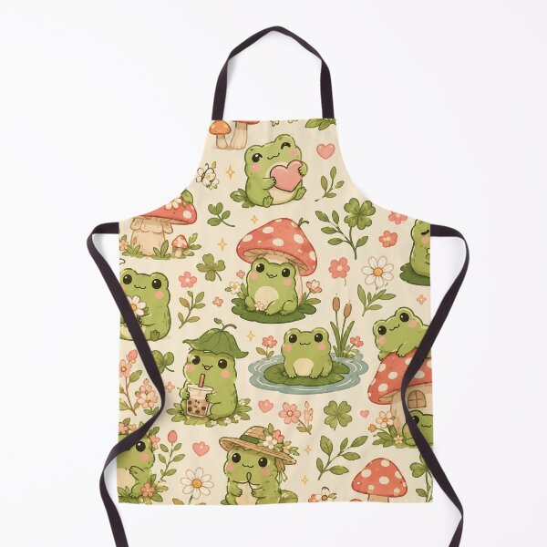 Item preview, Cute Cottagecore Frog Pattern | Kawaii Frogs, Mushrooms & Wildflowers Seamless Design designed and sold by RJACreative.