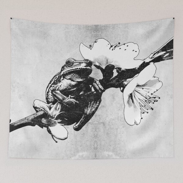 Item preview, European Tree Frog Blossom Branch Dark Nature Wildlife Art designed and sold by Ghoul Enterprises.