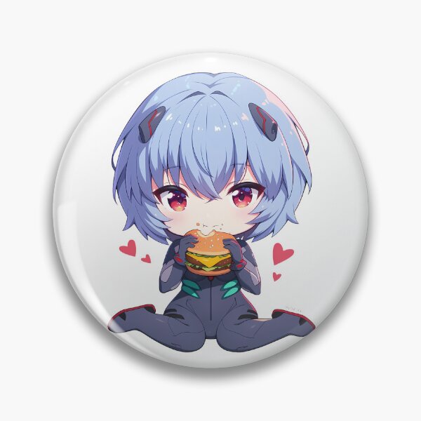 Item preview, Rei Ayanami Neon Genesis Evangelion Anime Chibi Kawaii Burger Hearts designed and sold by earlobejerk.