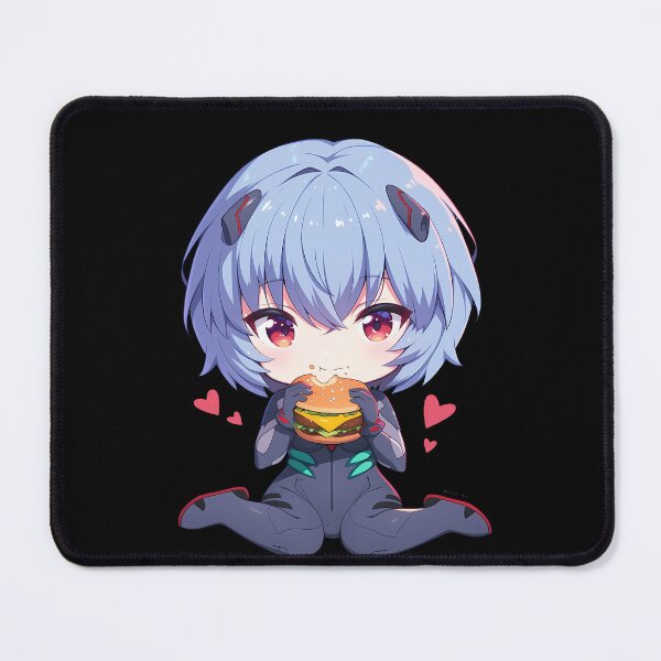 Item preview, Rei Ayanami Neon Genesis Evangelion Anime Chibi Kawaii Burger Hearts designed and sold by earlobejerk.