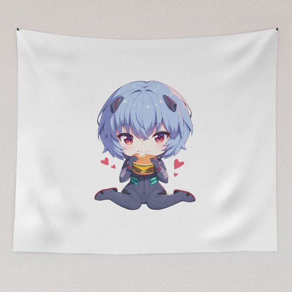 Item preview, Rei Ayanami Neon Genesis Evangelion Anime Chibi Kawaii Burger Hearts designed and sold by earlobejerk.