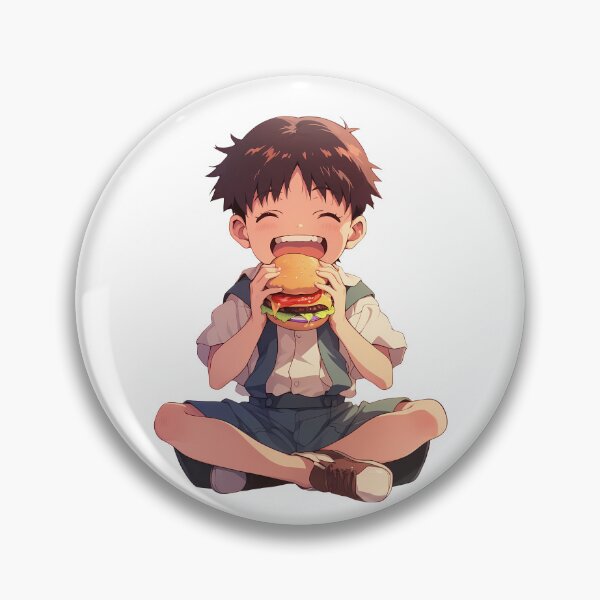 Item preview, Shinji Ikari Neon Genesis Evangelion Chibi Burger Break designed and sold by earlobejerk.