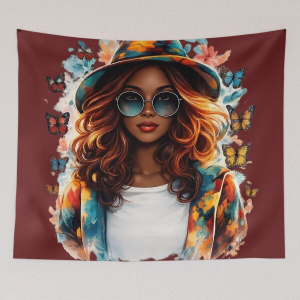 Item preview, Black Girl Magic Watercolor Butterfly Portrait designed and sold by digitalbob60.