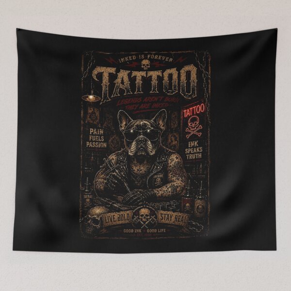Item preview, Vintage Tattoo Bulldog With Dark Ink Culture Street Vibes designed and sold by Modaozushi216.