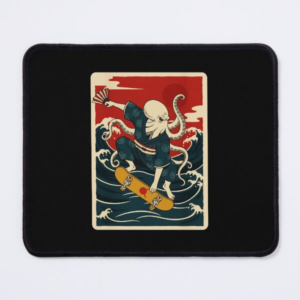 Item preview, Octopus Skateboard Rider in Traditional Wave Inspired Japanese designed and sold by JordynLadukeg65.