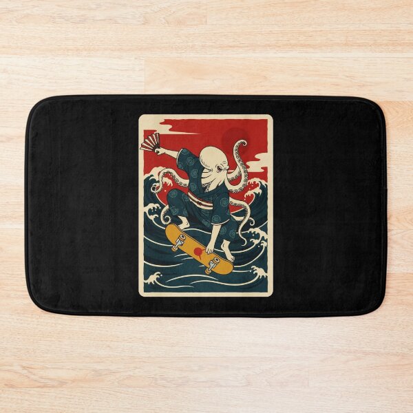 Item preview, Octopus Skateboard Rider in Traditional Wave Inspired Japanese designed and sold by JordynLadukeg65.