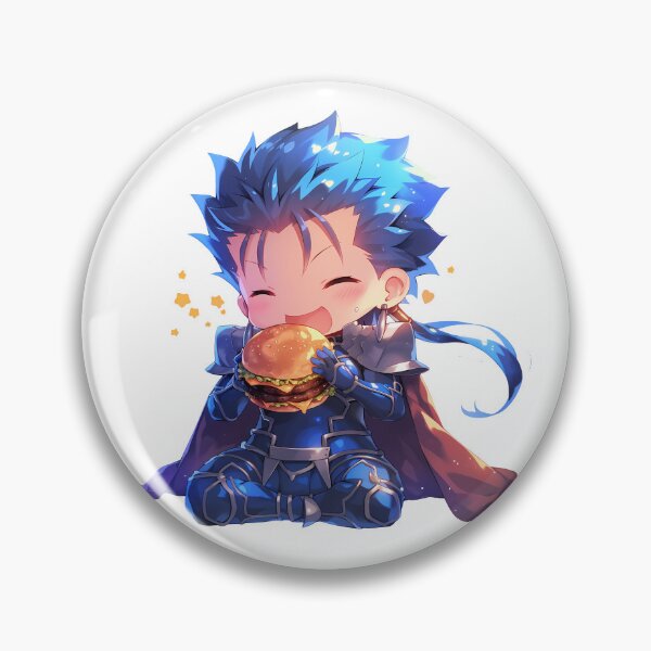 Item preview, Lancer Fate Stay Night Chibi Kawaii Burger Blue Heroic Anime Fantasy Charm designed and sold by earlobejerk.