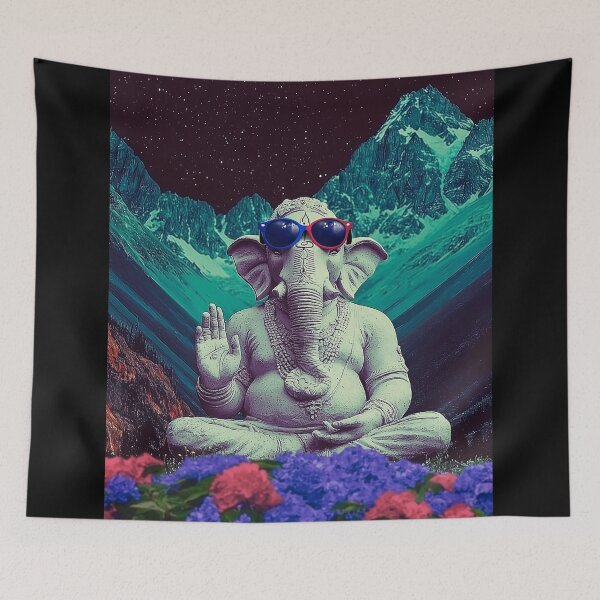 Item preview, Ganesha Cosmic Blessing Sacred Geometry Psychedelic Pop Art designed and sold by PANNARUK THAILAND.