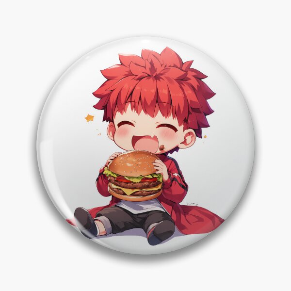 Item preview, Shirou Emiya Fate Stay Night Chibi Kawaii Burger Red Joyful Anime Lively Charm designed and sold by earlobejerk.