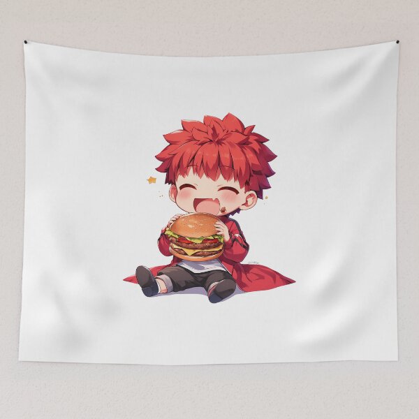 Item preview, Shirou Emiya Fate Stay Night Chibi Kawaii Burger Red Joyful Anime Lively Charm designed and sold by earlobejerk.