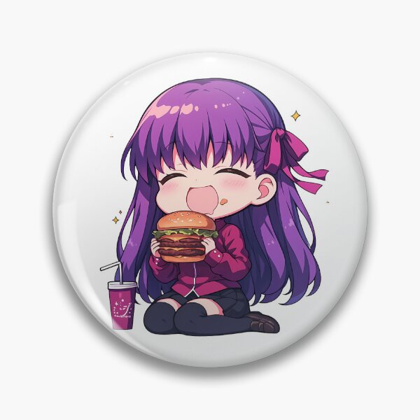 Item preview, Sakura Matou Fate Stay Night Chibi Burger Kawaii Purple Mood designed and sold by earlobejerk.