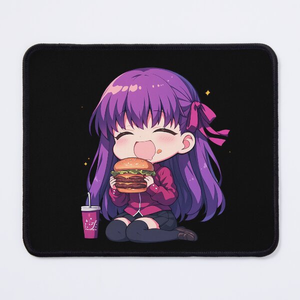Item preview, Sakura Matou Fate Stay Night Chibi Burger Kawaii Purple Mood designed and sold by earlobejerk.