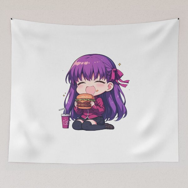 Item preview, Sakura Matou Fate Stay Night Chibi Burger Kawaii Purple Mood designed and sold by earlobejerk.