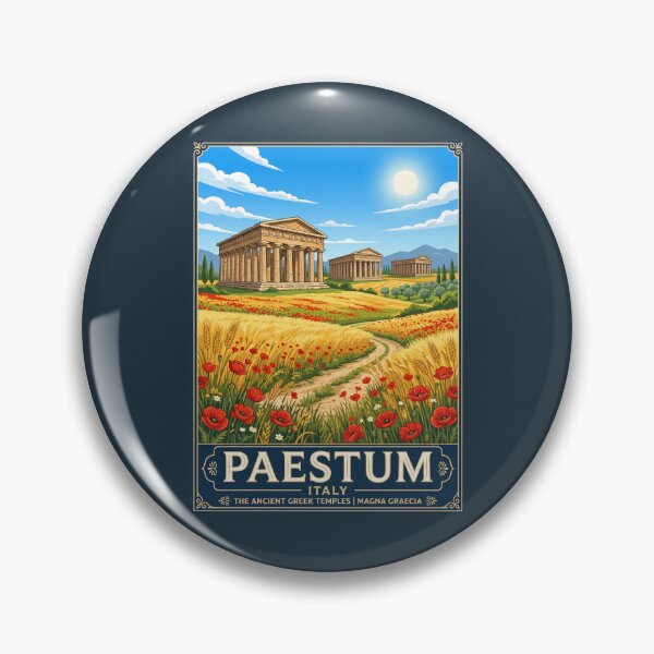 Item preview, Paestum Italy Vintage Travel Poster Ancient Greek Temples designed and sold by RetroRewind Studio.