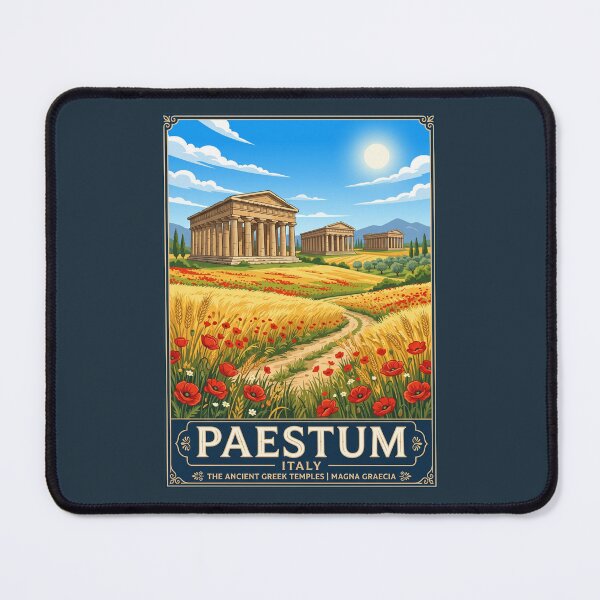 Item preview, Paestum Italy Vintage Travel Poster Ancient Greek Temples designed and sold by RetroRewind Studio.