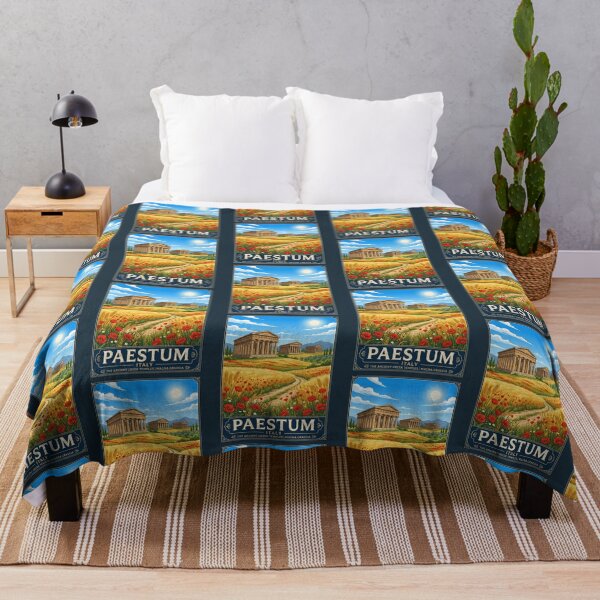 Item preview, Paestum Italy Vintage Travel Poster Ancient Greek Temples designed and sold by RetroRewind Studio.