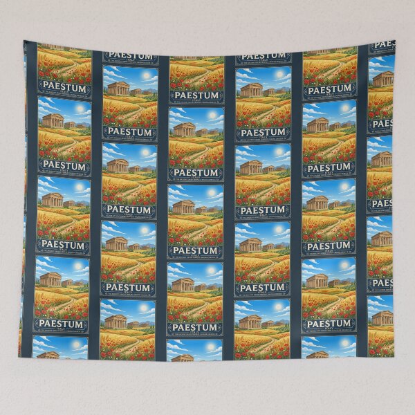 Item preview, Paestum Italy Vintage Travel Poster Ancient Greek Temples designed and sold by RetroRewind Studio.