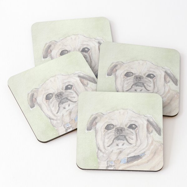Item preview, Retrato de pug en acuarela designed and sold by San-shine-arts.
