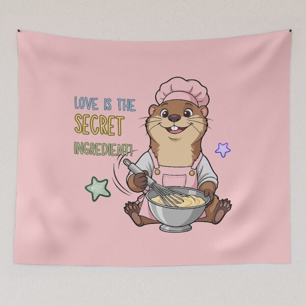 Item preview, Cake Decorator Otter – Love Is the Secret Ingredient | Cute Baker designed and sold by jindezign.