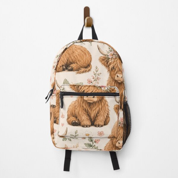 Item preview, Floral Highland Cow Pattern | Cute Farmhouse Cow with Bows & Wildflowers designed and sold by RJACreative.