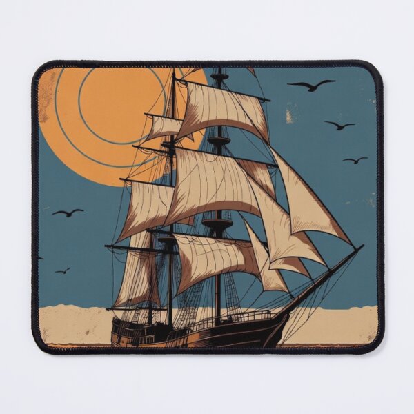 Item preview, Vintage Sailing Ship Wall Art | Retro Ocean Sunset Printable designed and sold by GalleryPeak.