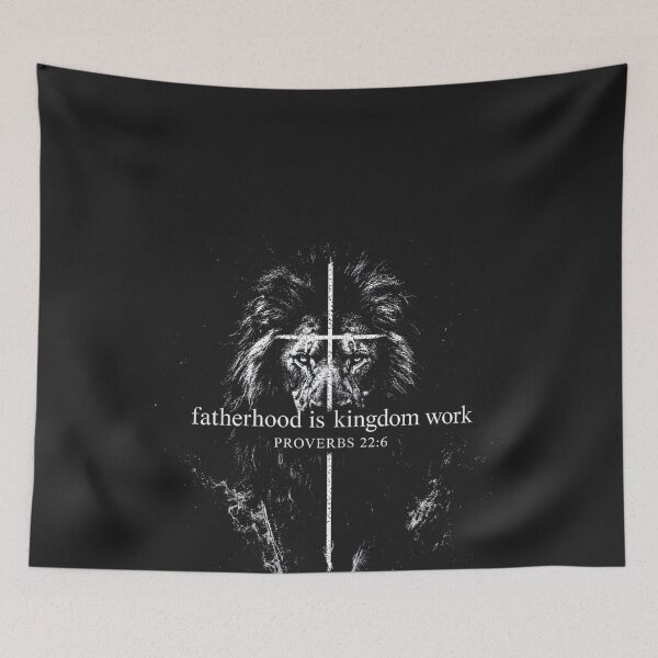 Item preview, Fatherhood is Kingdom Work Retro Faith Based Lion Cross designed and sold by CriseldaBruning.