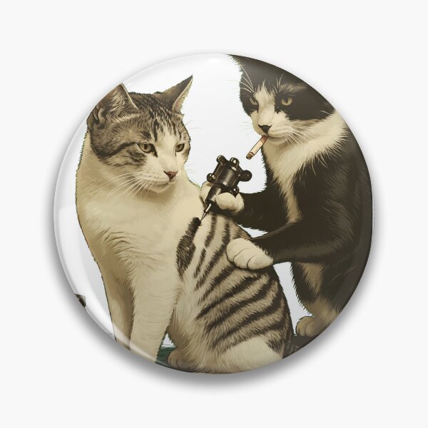 Item preview, Cool Cat Gets Tattooed Smoking Meme designed and sold by snugglee.
