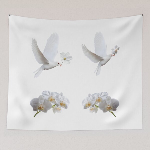 Item preview, White Flower Dove Sticker Pack |Peace relaxing Aesthetic pure white Flowers Doves Stickers designed and sold by Art_IN_Design Pack.