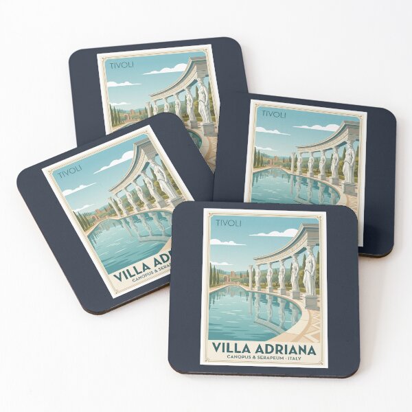 Item preview, Hadrians Villa Tivoli Vintage Travel Poster Roman Pool designed and sold by RetroRewind Studio.
