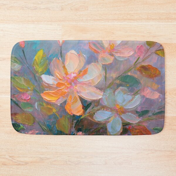 Item preview, Nude Neutral Pastel VINTAGE wildflowers, boho beige botanical watercolour garden, neutral beige and teal green and pink oil painting, pastel leafy floral spring painting designed and sold by navitalidesign.