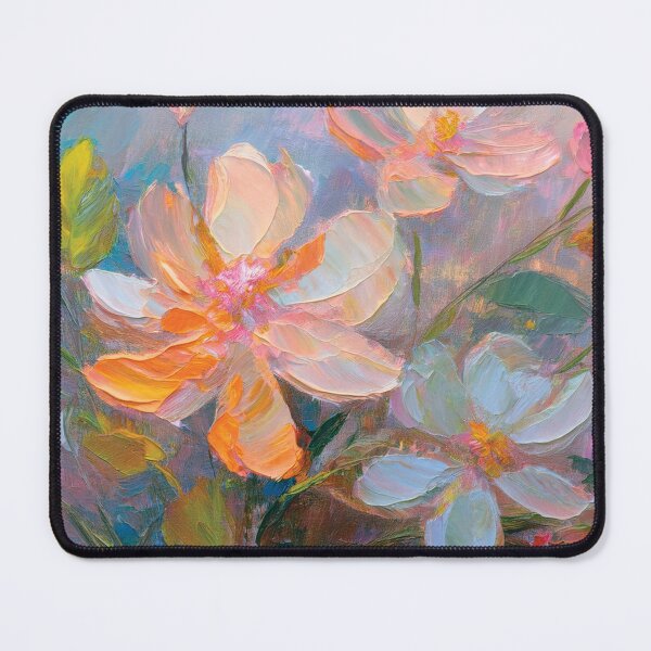 Item preview, Nude Neutral Pastel VINTAGE wildflowers, boho beige botanical watercolour garden, neutral beige and teal green and pink oil painting, pastel leafy floral spring painting designed and sold by navitalidesign.