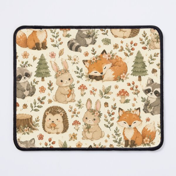 Item preview, Cute Woodland Animals Pattern | Fox, Raccoon, Hedgehog & Bunny Cottagecore Design designed and sold by RJACreative.