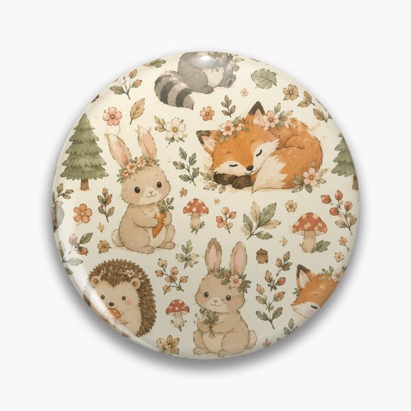 Item preview, Cute Woodland Animals Pattern | Fox, Raccoon, Hedgehog & Bunny Cottagecore Design designed and sold by RJACreative.