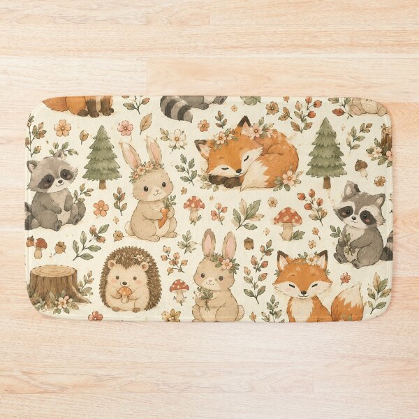 Item preview, Cute Woodland Animals Pattern | Fox, Raccoon, Hedgehog & Bunny Cottagecore Design designed and sold by RJACreative.