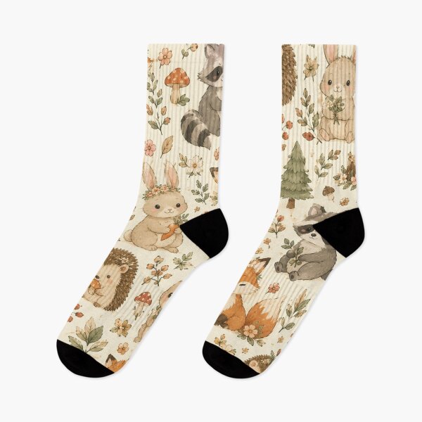 Item preview, Cute Woodland Animals Pattern | Fox, Raccoon, Hedgehog & Bunny Cottagecore Design designed and sold by RJACreative.