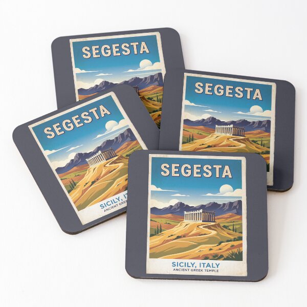 Item preview, Segesta Sicily Vintage Travel Poster Greek Temple Art designed and sold by RetroRewind Studio.
