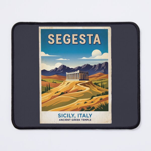 Item preview, Segesta Sicily Vintage Travel Poster Greek Temple Art designed and sold by RetroRewind Studio.