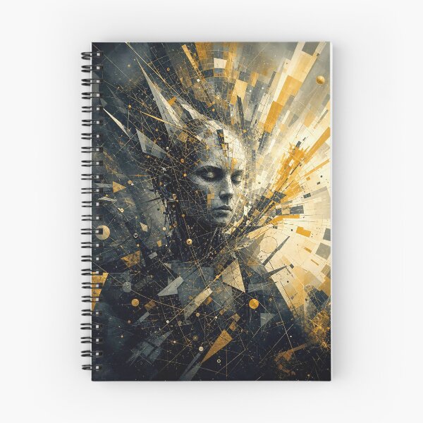Item preview, Abstract Futuristic Golden Portrait Of A Fragmented Woman Surrounded By Geometric Light And Energy designed and sold by LisaMise.