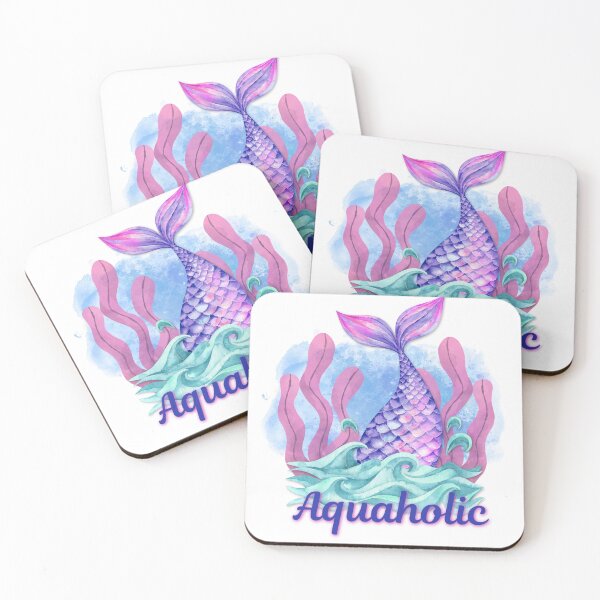 Item preview, Aquaholic — Watercolor Mermaid Tail Waves Seaweed Ocean Lover T-Shirt designed and sold by DonnaRaine.