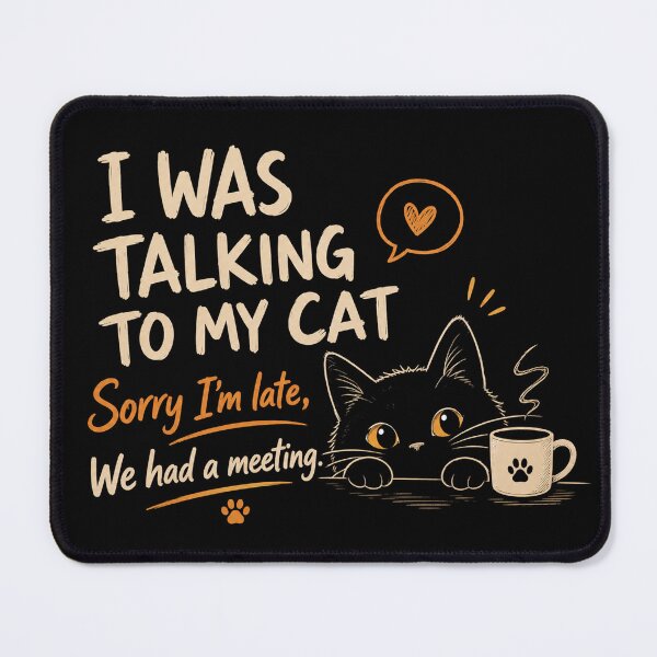 Item preview, I Was Talking To My Cat Sorry I'm Late We Had A Meeting | Funny Black Cat Lover Gift designed and sold by NeO² Studio.