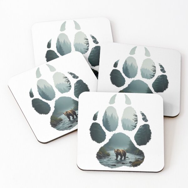 Item preview, Beautiful bear paw double exposure with river and mountain scene designed and sold by BackwoodsFeral.