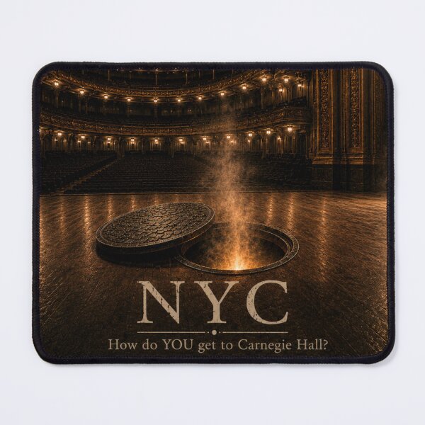 Item preview, NYC – How Do You Get to Carnegie Hall? | Noir Music Humor Art Print designed and sold by BrokenCompassCo.