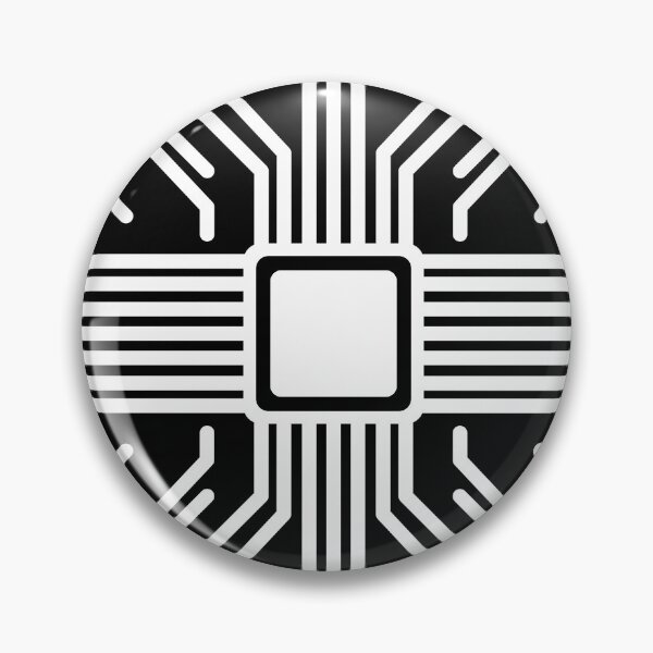 Item preview, Futuristic Microchip Circuit Board Icon in Minimal Transparent Line Style on black circuit board designed and sold by Longsilp.