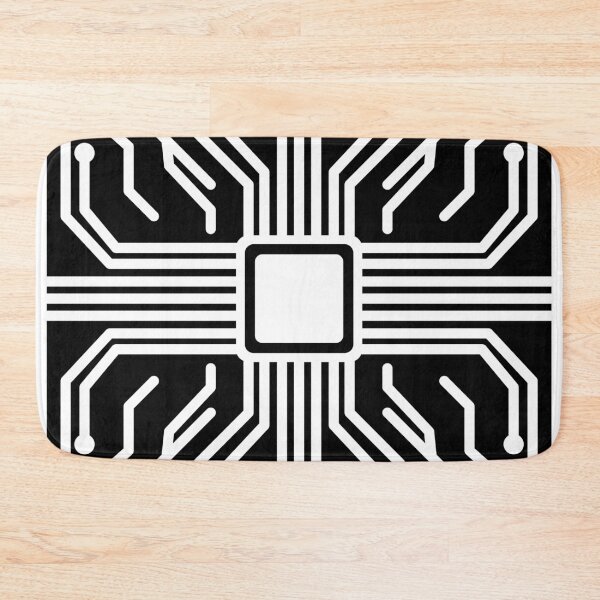 Item preview, Futuristic Microchip Circuit Board Icon in Minimal Transparent Line Style on black circuit board designed and sold by Longsilp.