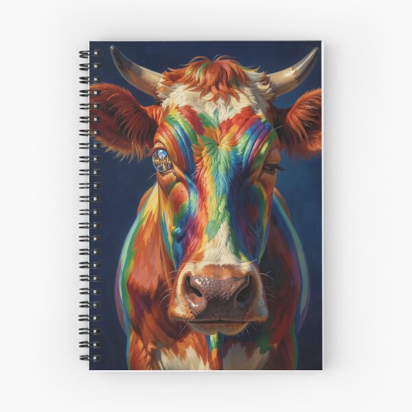 Item preview, Surreal Rainbow Cow Portrait Under Moonlight — Colorful Fantasy Bovine Close-Up In Space designed and sold by LisaMise.