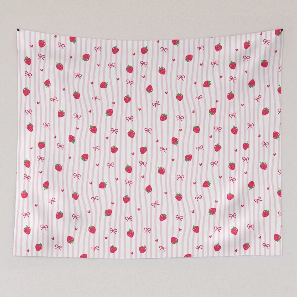 Item preview, Strawberries, Bows, Hearts and Stripes Pattern designed and sold by Akikoart7.