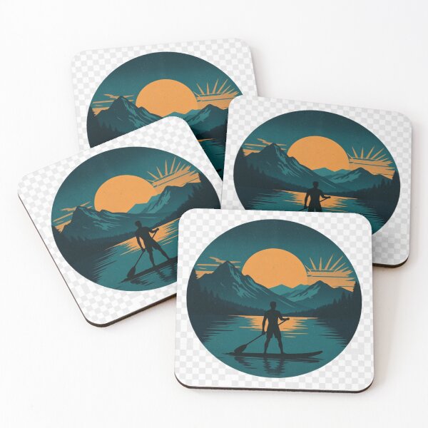 Item preview, Night Paddle Board Wall Art | Retro Mountain Lake Sunset Printable designed and sold by GalleryPeak.