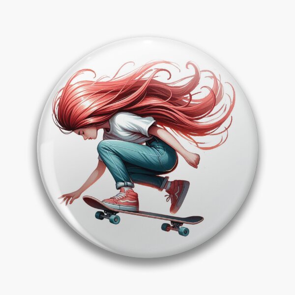 Item preview, Skater Girl with Flowing Red Hair designed and sold by susiecc.