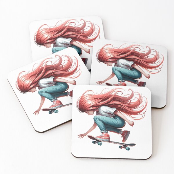 Item preview, Skater Girl with Flowing Red Hair designed and sold by susiecc.